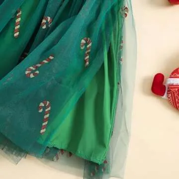 Toddler Christmas Tutu Dress Baby Girl Sleeveless Layered Tulle Dress Little Girl Princess Dresses Christmas Outfit (Candy Cane Green, 18-24 Months)