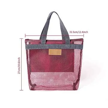 Pebipoo Mesh Shower Caddy Bag, Quick Dry Portable Tote Bag with Zipper and Inner Pocket, Lightweight...