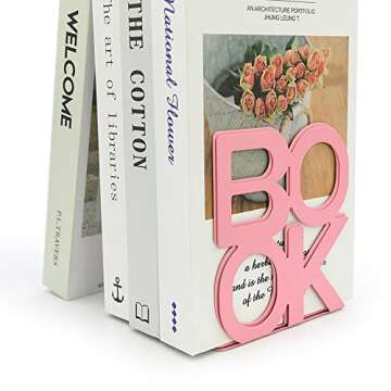 Book Ends - Decorative Metal Book Ends Supports for Bookrack Desk,Books, Unique Appearance Design,Heavy Duty