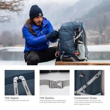 MOUNTAINTOP 40L Hiking Backpack,Lightweight Travel Backpack with Rain Cover for Outdoor Backpacking, Camping