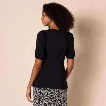 Amazon Essentials Women’s Puff Sleeve T-Shirt - Black