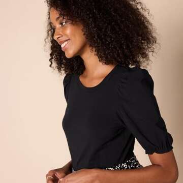 Amazon Essentials Women’s Puff Sleeve T-Shirt - Black