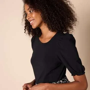 Amazon Essentials Women’s Puff Sleeve T-Shirt - Black