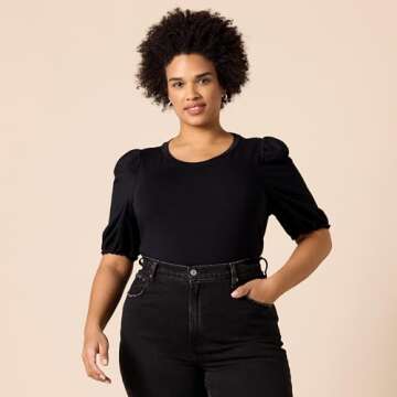 Amazon Essentials Women’s Puff Sleeve T-Shirt - Black