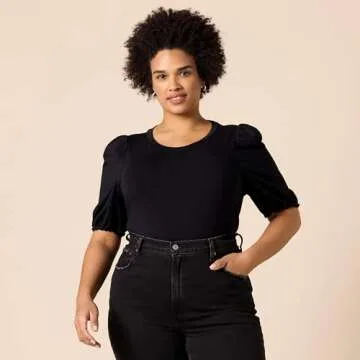 Amazon Essentials Women’s Puff Sleeve T-Shirt - Black