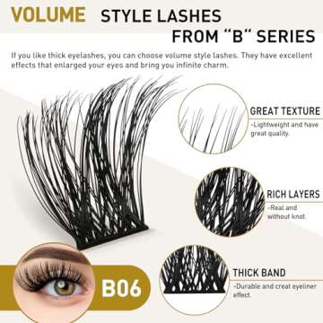 diy lash extensions,C D Curl B&Q lash Wispy Volume lashes,72 Individual cluster diy at Home (B06,D-8-16MIX)