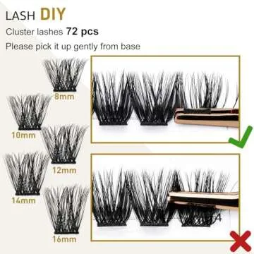 diy lash extensions,C D Curl B&Q lash Wispy Volume lashes,72 Individual cluster diy at Home (B06,D-8-16MIX)