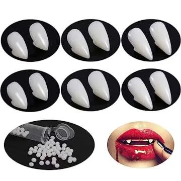 HLenyoy 6 Pair Vampire Teeth Fangs with Adhesive for Cosplay Prop Decoration Halloween Party Favors ...