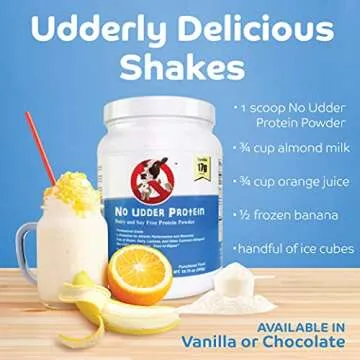 No Udder Protein Dairy Free Vegan Soy Free Protein Powder, Vanilla Delight