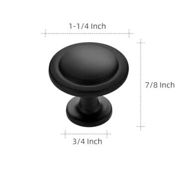Ravinte 20 Pack 1-1/4 Inch Kitchen Cabinet Knobs Matte Black Zinc Pulls Door Handles for Dresser Drawers