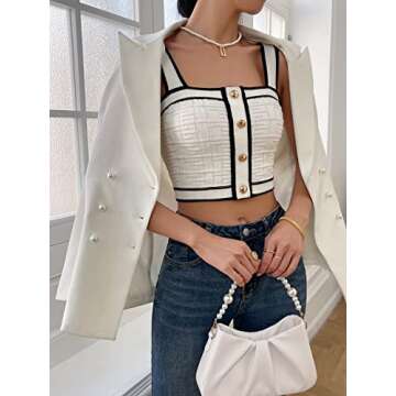 Stylish SweatyRocks Women's Ribbed Crop Cami Tank Top