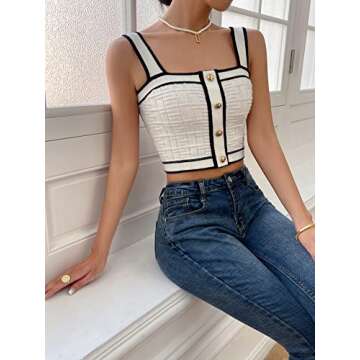 Stylish SweatyRocks Women's Ribbed Crop Cami Tank Top