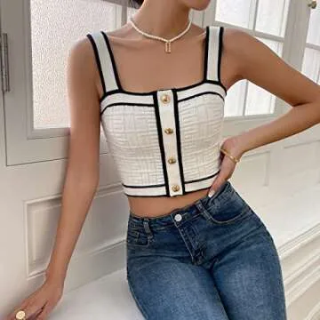 Stylish SweatyRocks Women's Ribbed Crop Cami Tank Top