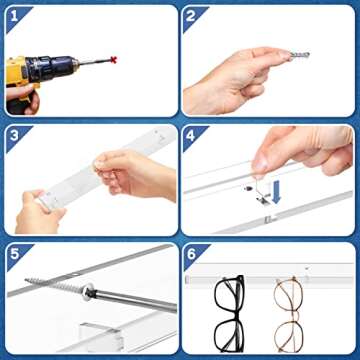 Msoesticc.dl 5 Pack Acrylic Sunglasses Holder Organizer, Rustic Wall Mounted Eyeglasses Storage Holder, Clear Eyewear Display Rack Hanging for Entryway Living Room Bedroom