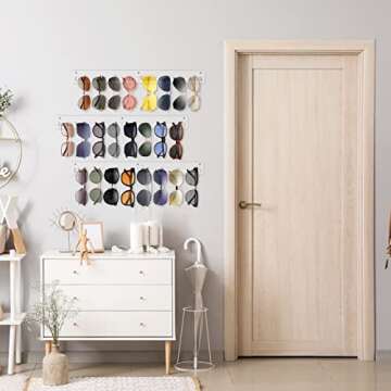 Msoesticc.dl 5 Pack Acrylic Sunglasses Holder Organizer, Rustic Wall Mounted Eyeglasses Storage Holder, Clear Eyewear Display Rack Hanging for Entryway Living Room Bedroom