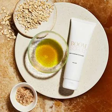BOOM! BEAUTY Boom Scrub - Deep Cleaning Face Exfoliant for Tighter and Less Visible Pores - Daily Face Cleanser Safe for Sensitive, Mature Skin - 4 oz