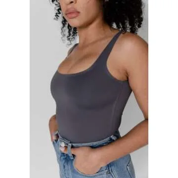 Almere Low Back Contour Thong Bodysuit, No Snap, Women's Bodysuit, No Bra Needed, Body Sculpt Bodysu...