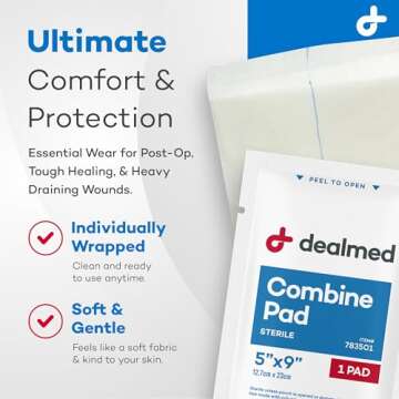 Highly Absorbent Dealmed Abdominal Combine Pads - 20 Sterile Individually Wrapped Wound Care Pads