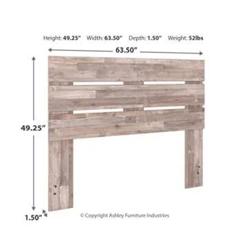 Signature Design by Ashley Neilsville Butcher Block Panel Headboard, Queen, Beige