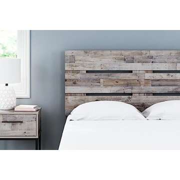Signature Design by Ashley Neilsville Butcher Block Panel Headboard, Queen, Beige