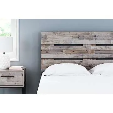 Signature Design by Ashley Neilsville Butcher Block Panel Headboard, Queen, Beige