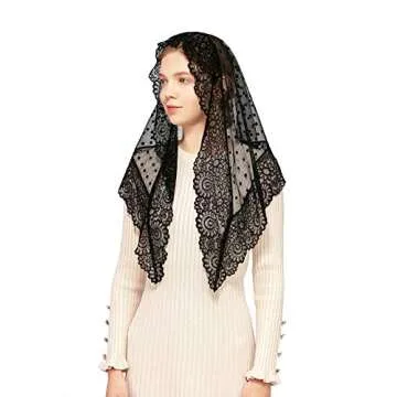 Wgior Triangle Vintage Inspired Lace Chapel Veils Catholic Mass Head Covering Scarf Mantilla Veils f...
