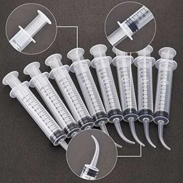 TecUnite 8 Pcs Syringe 12cc Dental Irrigation Syringe with Curved Tip for Wisdom Teeth Measurement Disposable Water Oral Mouth Liquid Tonsil Stone Squirt Mouthwash Cleaner Syringes