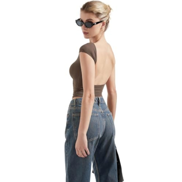 SUUKSESS Women Backless Sexy Crop Top Y2K Basic Tee