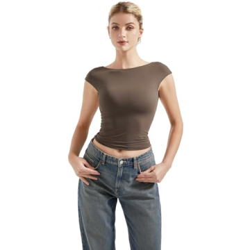 SUUKSESS Women Backless Sexy Crop Top Y2K Basic Tee