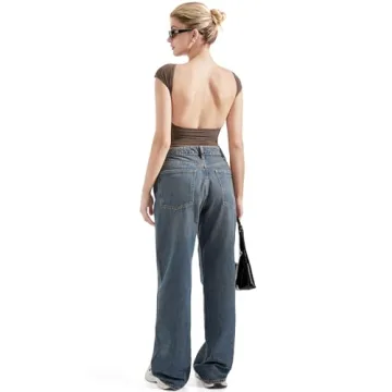 SUUKSESS Women Backless Sexy Crop Top Y2K Basic Tee