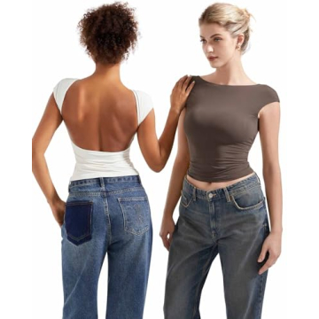 SUUKSESS Women Backless Sexy Crop Top Y2K Basic Tee