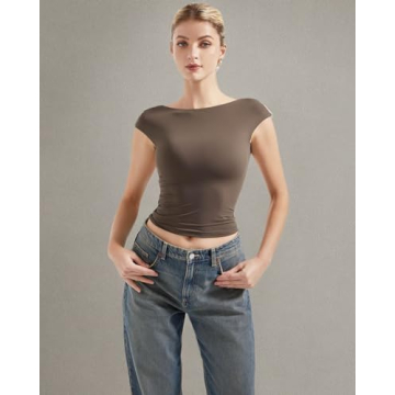 SUUKSESS Women Backless Sexy Crop Top Y2K Basic Tee
