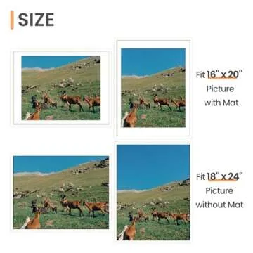 upsimples 18x24 Picture Frame, Display Pictures 16x20 with Mat or 18 x 24 Without, Wall Hanging Poster Frames, White, 1 Pack