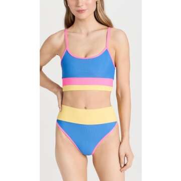 Beach Riot Emmy Bikini Bottoms - Coral Reef Colorblock in Blue