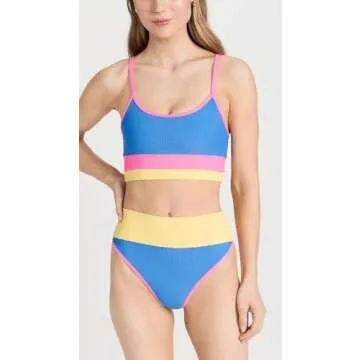 Beach Riot Emmy Bikini Bottoms - Coral Reef Colorblock in Blue