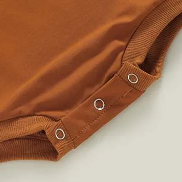 Engofs Newborn Baby Girl Boy Sweatshirt Romper Solid Color Long Sleeve 0 3 6 12 18 Months Fall Winter Clothes Brown 6-12 Months