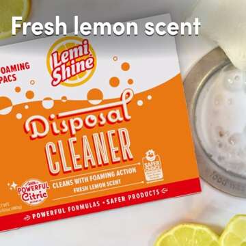 Lemi Shine Foaming Garbage Disposal Cleaner and Deodorizer Powered By Citric Acid | Natural Fresh Lemon Scent (16 Uses)