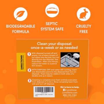 Lemi Shine Foaming Garbage Disposal Cleaner and Deodorizer Powered By Citric Acid | Natural Fresh Lemon Scent (16 Uses)