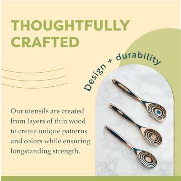 Crate Collective The Original 4-Piece Bamboo Spurtle Set - Wooden Cooking Spoon Utensils for Stirrin...
