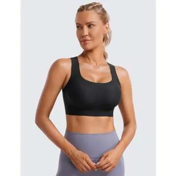 CRZ YOGA Women's Flex Sculpt Racerback Sports Bra - U Neck Medium Impact Padded Wireless Workout Gym...
