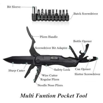 RoverTac Pocket Knife Multitool - 15-in-1 Multi Tool with Knife, Pliers, Screwdrivers, Bottle Opener...