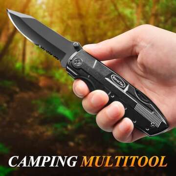 RoverTac Pocket Knife Multitool - 15-in-1 Multi Tool with Knife, Pliers, Screwdrivers, Bottle Opener - Tactical, Camping, Survival Knife - Compact Gear for Outdoors, Camping, Hiking, Gifts for Men