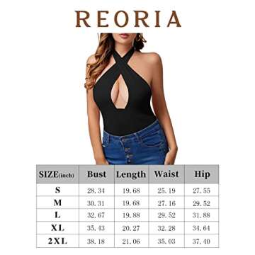 REORIA Women's Sexy Criss Cross Halter Neck Sleeveless Party Club Night Going Out Thong Bodysuits Tops Neon Pink Small