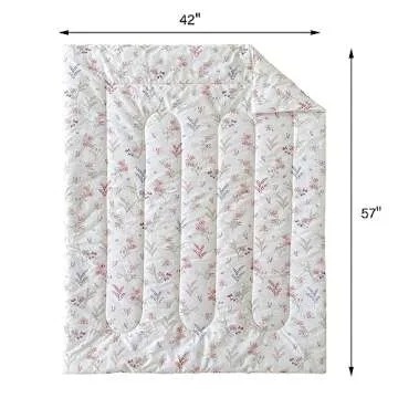 Joyreap 4 Piece Cotton Toddler Bedding Set for Girls, Flowers n Leaves Pink Design, Soft Breathable Cotton Toddler Comforter Set, Includes Quilted Comforter, Fitted Sheet, Top Sheet, and Pillow Case