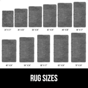 Gorilla Grip Bath Rug Mat, Thick Soft Absorbent Chenille, Quick Dry Microfiber Mats, Rubber Backing Machine Washable Shower Floor Rugs, Bathmat Runner, Bathroom Home Decor Accessories, 24x17, Grey