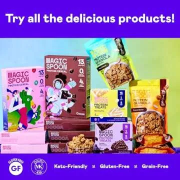 Magic Spoon Cereal - Fruity 4-Pack of Cereal and Spoon - Keto & Low Carb Lifestyles, Gluten & Grain Free, High Protein, 0g Sugar