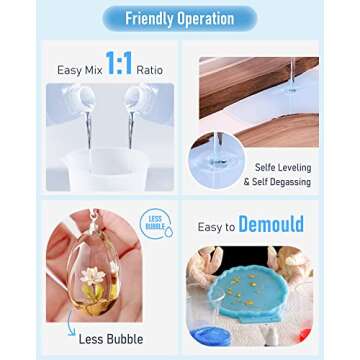 Nicpro 1 Gallon Crystal Clear Epoxy Resin Kit, High Gloss & Bubbles Free Resin Supplies for Art Coating and Casting, Craft DIY, Wood, Tabletop, Bar Top, Molds, River Tables with Cups, Sticks, Gloves
