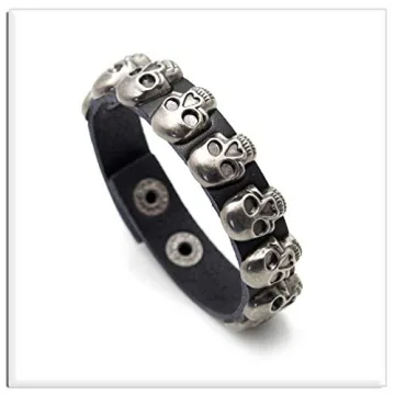 Xusamss Punk Rock Skull Cuff Bracelet - Edgy Style