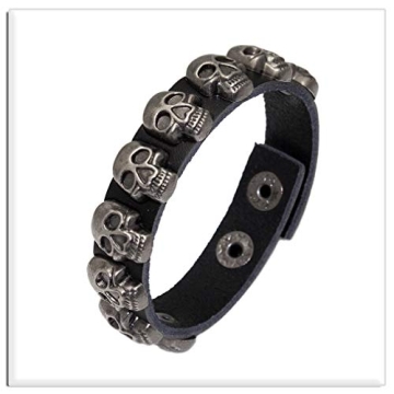 Xusamss Punk Rock Skull Cuff Bracelet - Edgy Style