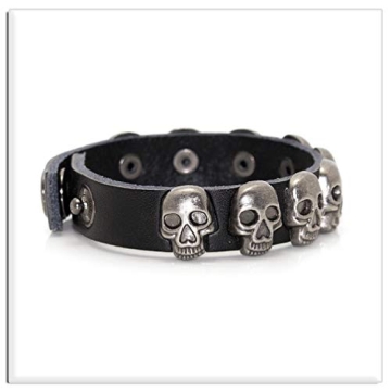 Xusamss Punk Rock Skull Cuff Bracelet - Edgy Style